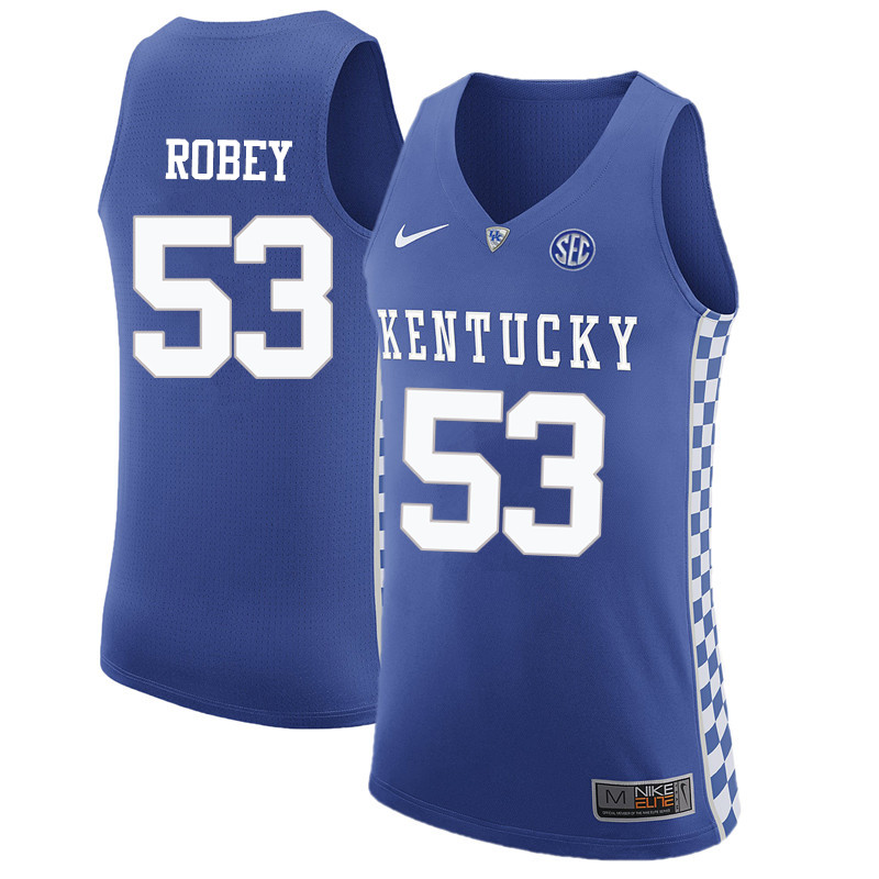 Men Kentucky Wildcats #53 Rick Robey College Basketball Jerseys-Blue